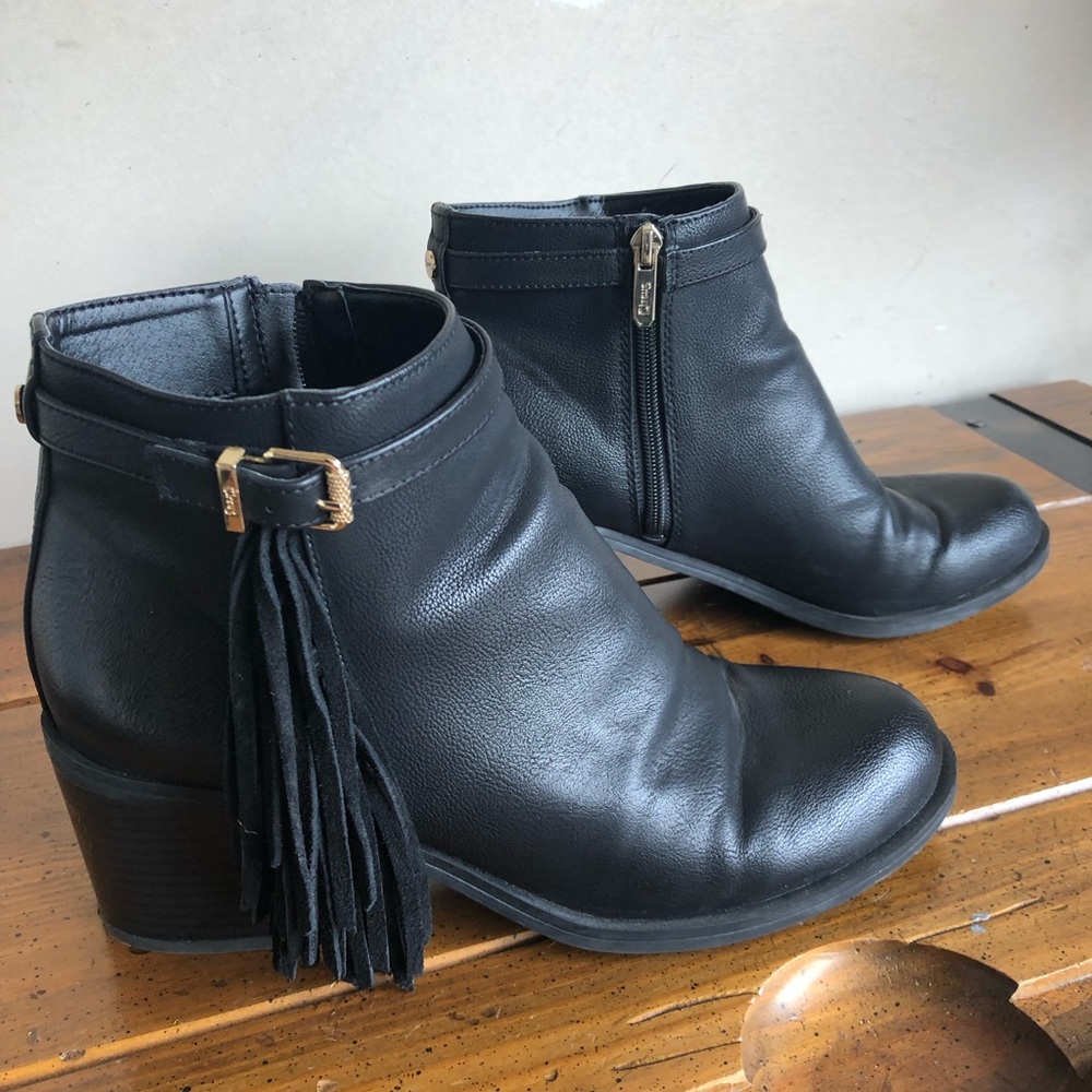 Black Booties with Tassles.